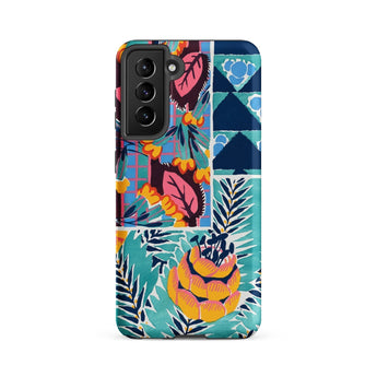 Suggestions Pour étoffes et Tapis - E. A. Séguy Phone Case Samsung Galaxy S21 Fe / Matte Vibrant Tropical-patterned Phone Case Bold Teal