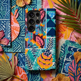Suggestions Pour étoffes et Tapis - E. A. Séguy Phone Case Vibrant Tropical-patterned Phone Case Bold Teal Pink Orange Iphone Featuring,