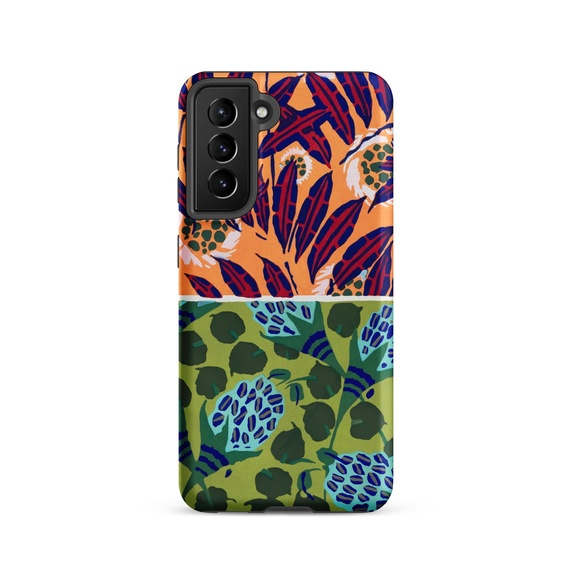 Suggestions Pour étoffes et Tapis E.a. Séguy Samsung Case, Galaxy S21 / Matte, Smartphone Case Split Design Half Orange Red White