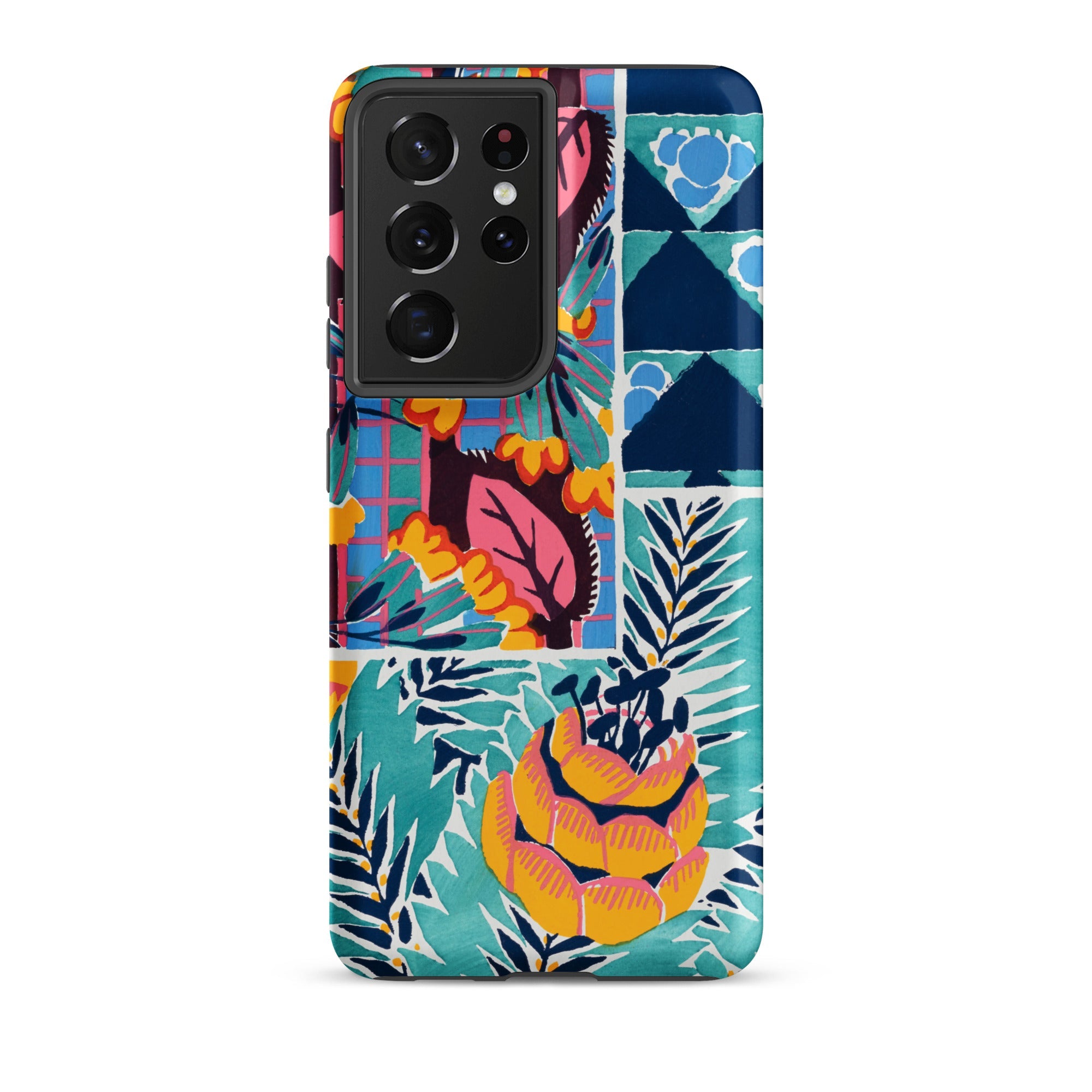 Suggestions Pour étoffes et Tapis E. A. Séguy Samsung Case, Galaxy S21 Ultra / Matte, Smartphone Case Vibrant Multicolored Tropical