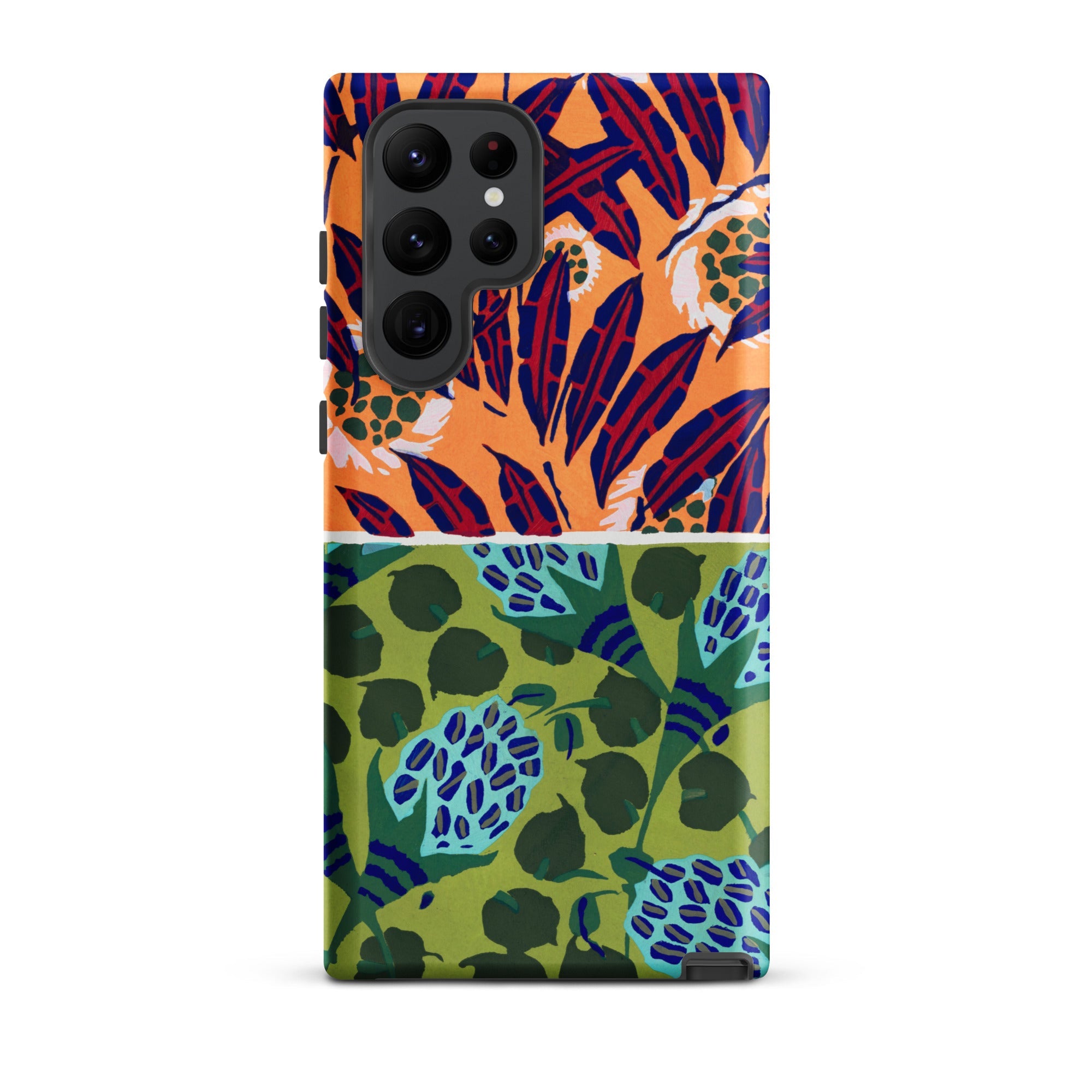 Suggestions Pour étoffes et Tapis E.a. Séguy Samsung Case, Galaxy S22 Ultra / Matte, Smartphone Case Split Design Floral Pattern Orange