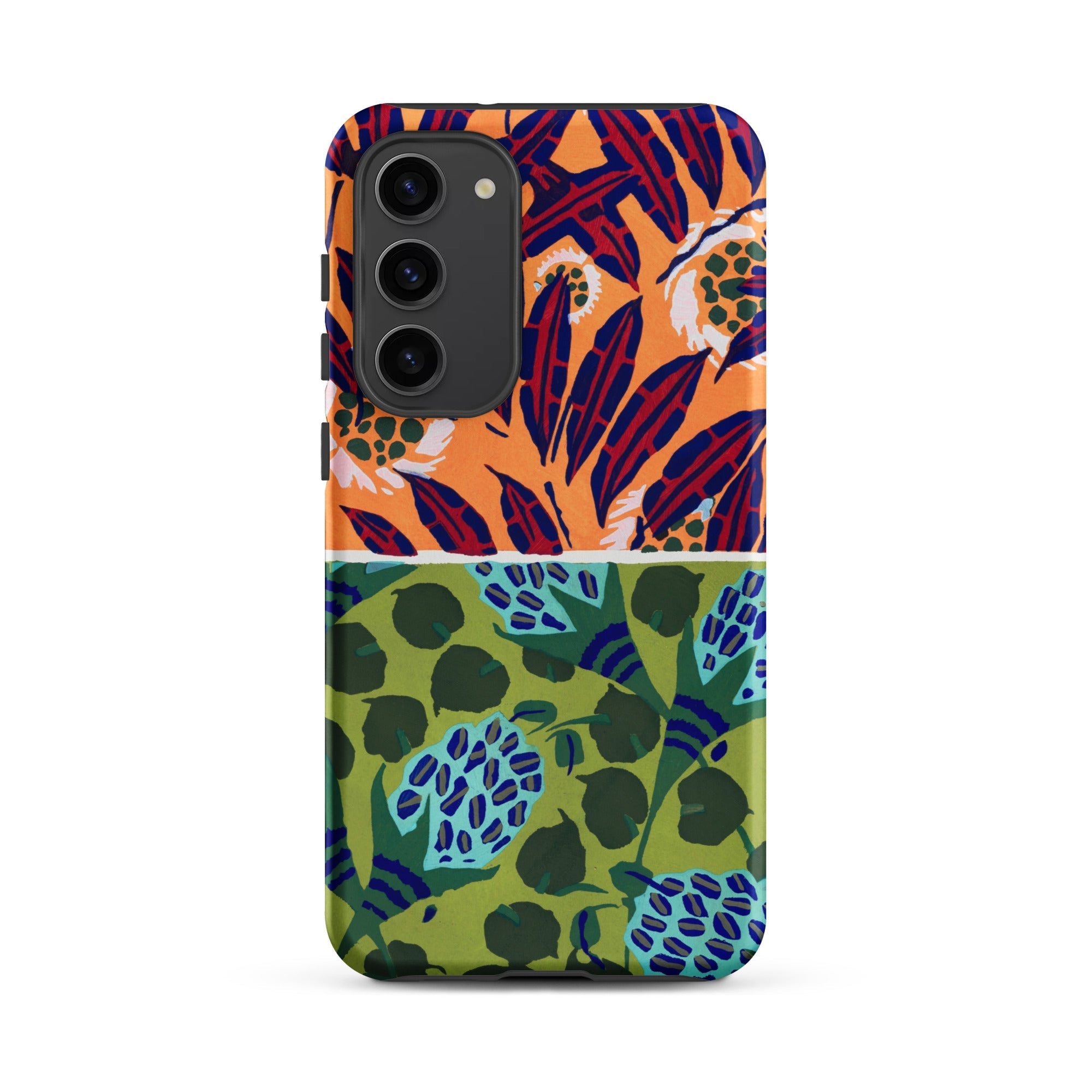 Suggestions Pour étoffes et Tapis E.a. Séguy Samsung Case, Galaxy S23 Plus / Matte, Phone Case Split Design Tropical Foliage Patterns