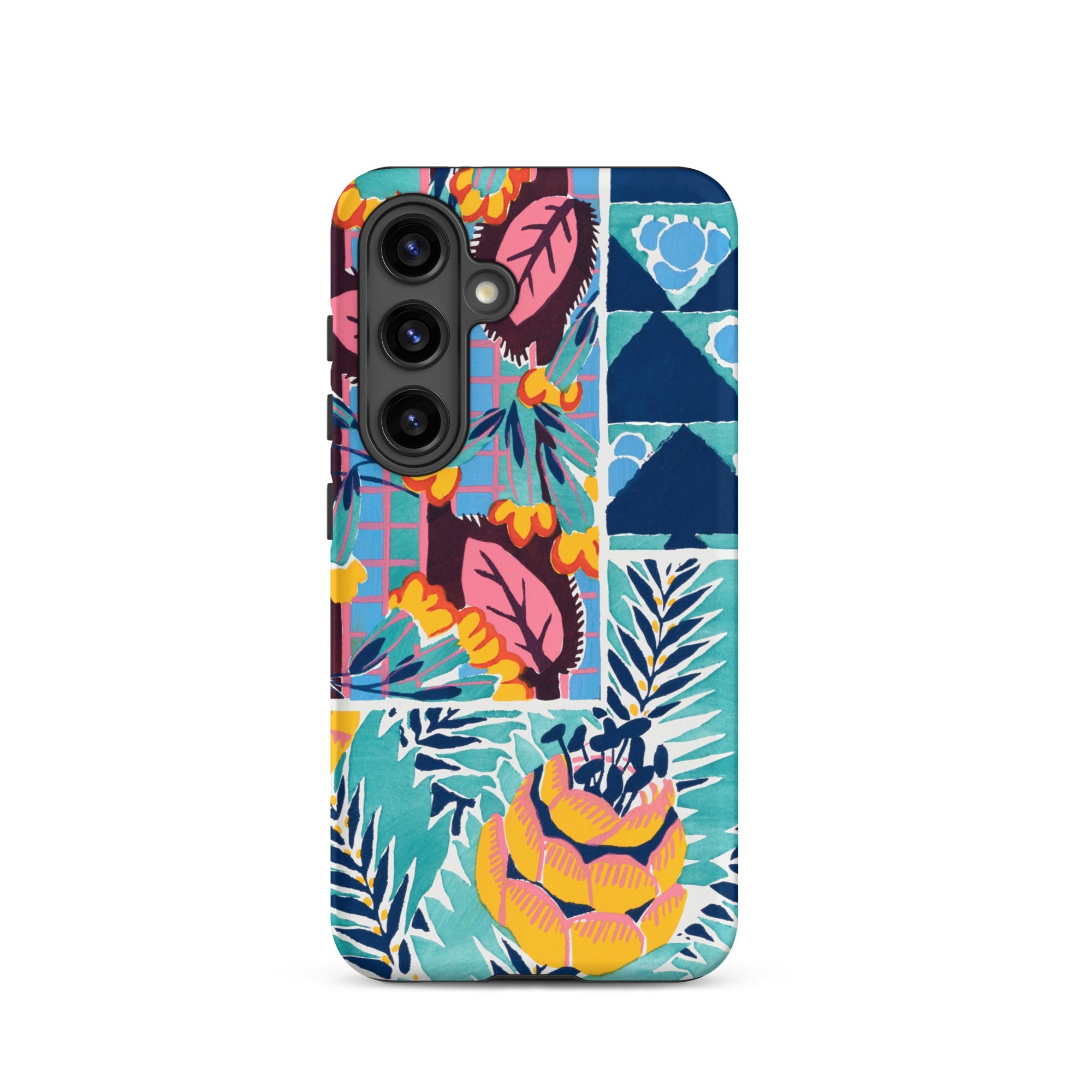 Suggestions Pour étoffes et Tapis E. A. Séguy Samsung Case, Galaxy S24 / Matte, Colorful Smartphone Case Tropical Themed Patchwork Design