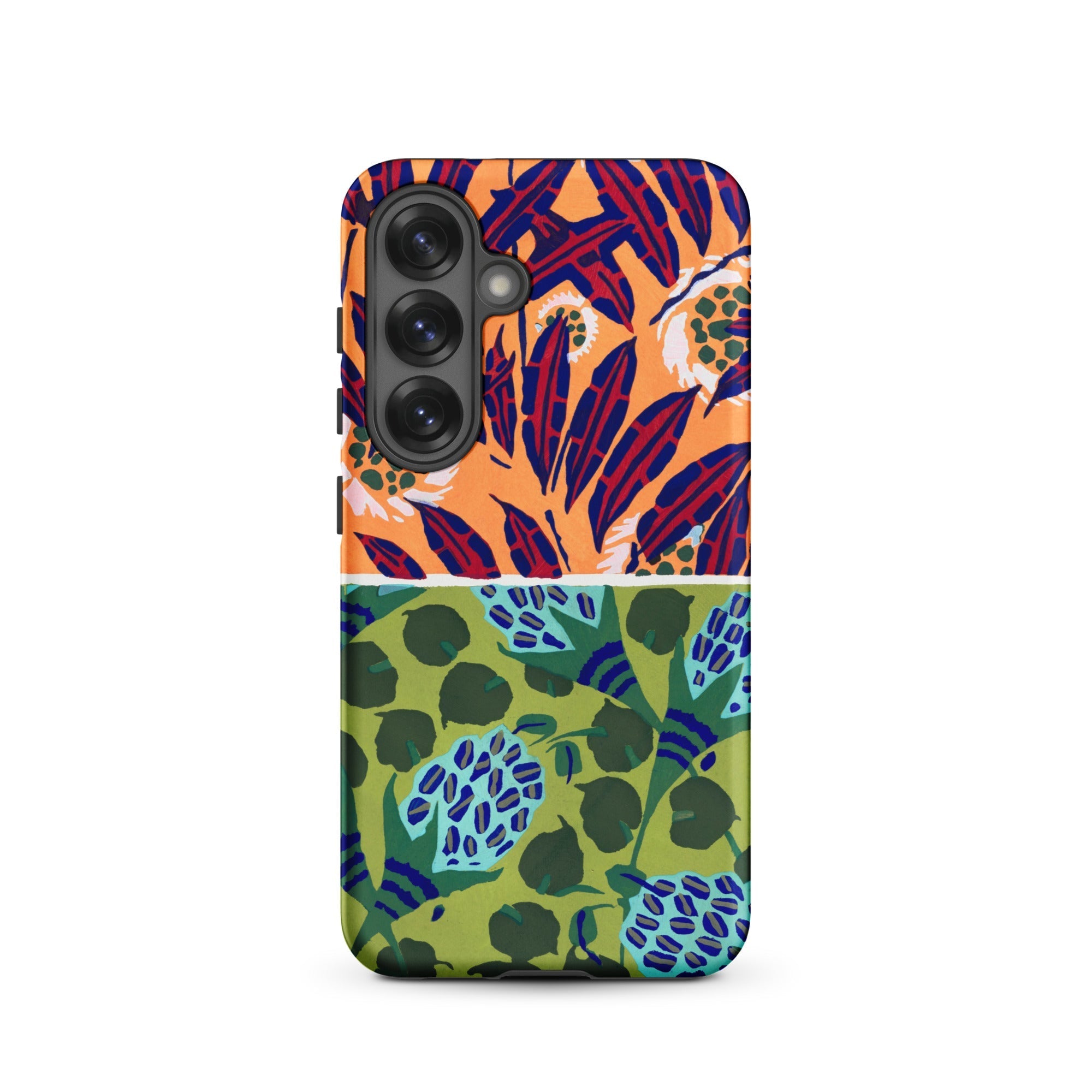 Suggestions Pour étoffes et Tapis E.a. Séguy Samsung Case, Galaxy S25 / Matte, Smartphone Case Split Design: Half Orange Dark Red