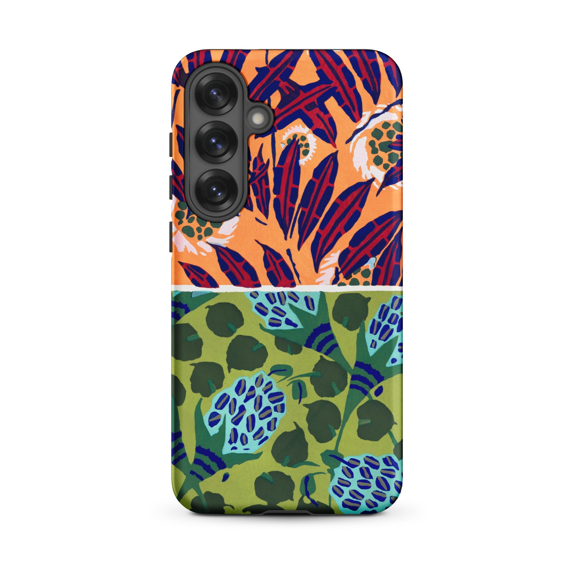 Suggestions Pour étoffes et Tapis E.a. Séguy Samsung Case, Galaxy S25 Plus / Matte, Smartphone Case Split Design Orange Half Red White