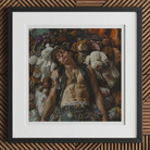 Suite Dreams - Trashy Queercore Punk Art Print, 12x12’’ / 31x31cm / Black Frame / 2’’ Matboard, Framed Painting Man Surrounded Stuffed