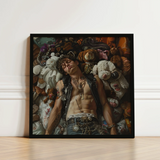 Black-framed Canvas Print Man Leather Vest Chains Surrounded Trashy Queercore Gay, Punk, Art