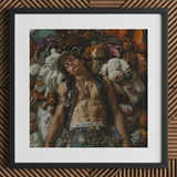 Suite Dreams - Trashy Queercore Punk Art Print / Canvas Framed Painting Man Surrounded Stuffed Animals Jewelry Trashy Queercore Gay, Gay