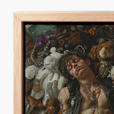 Framed Canvas Print Man Curly Hair Among Stuffed Trashy Queercore Gay, Punk, Art