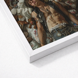 White Framed Art Print Detailed Portrait Man Leather Trashy Queercore Gay, Punk