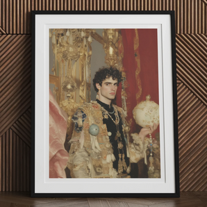 Suleiman - Gay Ottoman Sultan Art Print, Framed Portrait Young Man Ornate Royal Attire Crown