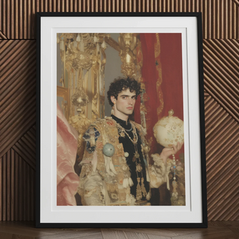 Suleiman - Gay Ottoman Sultan Art Print, Framed Portrait Young Man Ornate Royal Attire Crown