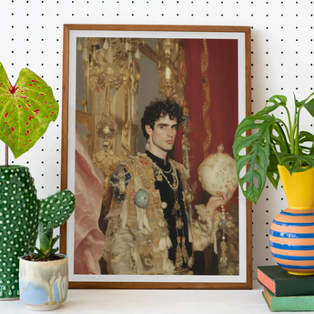 Suleiman - Gay Ottoman Sultan Art Print, Framed Portrait Young Man Ornate Royal Attire Scepter