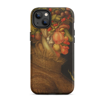 Summer - Giuseppe Arcimboldo Iphone Case, 14 Plus / Matte, Black Phone Case Colorful Fruit Vegetable Design