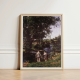 Summer - Károly Ferenczy Art Print / Canvas Framed Two Nude Figures Stream Leafy Ferenczy’s Unfolds, Nagybánya Plein Air Techniques,