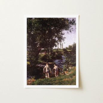 Summer - Károly Ferenczy Art Print / Canvas White-framed Classical Landscape Painting Two Nude Figures Ferenczy’s Unfolds, Nagybánya Plein