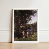 Summer - Károly Ferenczy Art Print / Canvas White-framed Two Nude Figures Stream Leafy Ferenczy’s Unfolds, Nagybánya Plein Air Techniques,