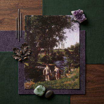 Summer - Károly Ferenczy Art Print / Canvas Rectangular Print Classical Painting Two Figures Wooded Stream Ferenczy’s Summer Unfolds,