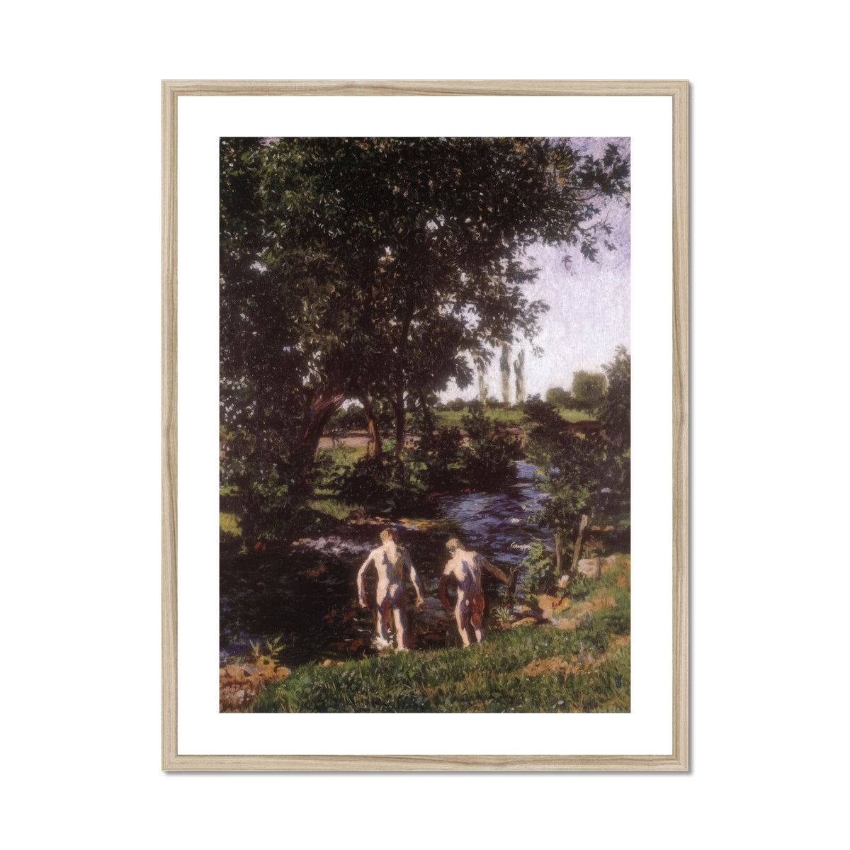 Summer Károly Ferenczy Art Print, Framed Painting Two Nude Figures Stream