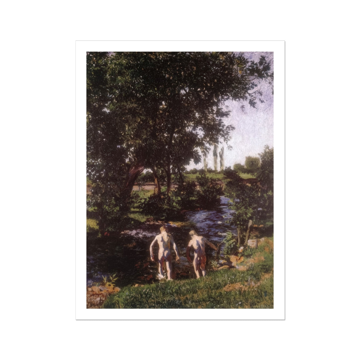 Summer Károly Ferenczy Art Print, Oil Painting Two Nude Figures Stream