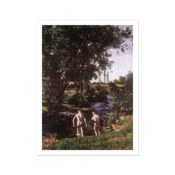 Summer - Károly Ferenczy Art Print, Oil Painting Two Nude Figures Stream