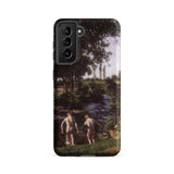 Summer - Karoly Ferenczy Samsung Case, Galaxy S21 Fe / Matte, Black Smartphone Case Landscape Painting Two Figures Stream