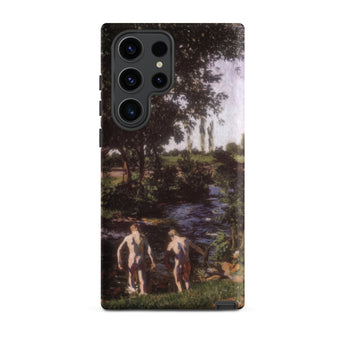 Summer - Karoly Ferenczy Samsung Case, Galaxy S23 Ultra / Matte, Black Smartphone Case Classical Painting Two Figures River