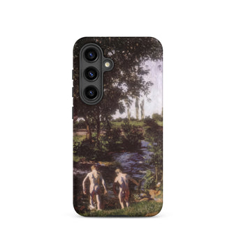 Summer - Karoly Ferenczy Samsung Case, Galaxy S24 / Matte, Black Phone Case Landscape Painting River Two Nude