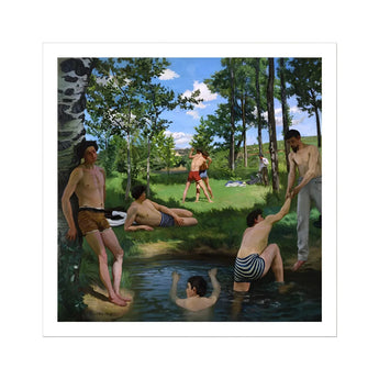 Summer Scene - Jean Frederic Bazille Art Print / Canvas, Jean Frederic Bazille, Bazille Art Print, Ochre Trunks Clinging