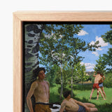 Summer Scene - Jean Frederic Bazille Art Print / Canvas Framed Painting Sunlit Outdoor Men Swim Trunks, Ochre Clinging Prints