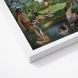 Summer Scene - Jean Frederic Bazille Art Print / Canvas White-framed Reproduction édouard Manet’s 1869 Painting ?The Group”, Ochre Trunks C