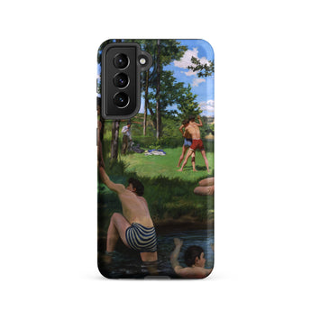 Summer Scene - Jean Frederic Bazille Samsung Case, Galaxy S21 / Matte, Smartphone Case Painted Scene Boys River