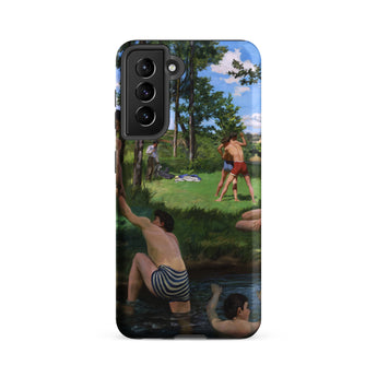 Summer Scene - Jean Frederic Bazille Samsung Case, Galaxy S22 / Matte, Black Smartphone Case Printed Park Scene People River