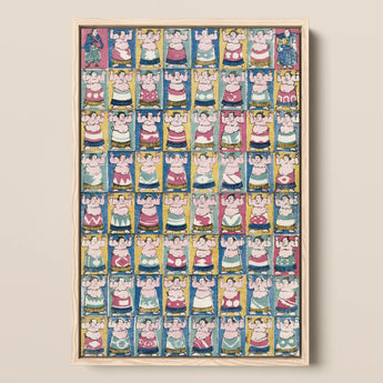 Sumo Wrestlers - Utagawa Yoshikazu Art Print / Canvas, 12x18’’ / 31x46cm / Natural Frame, Posters Prints & Visual Artwork, Toby Leon