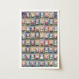 Sumo Wrestlers - Utagawa Yoshikazu Art Print / Canvas Rectangular Poster Grid Colorful Stylized Patterns, Edo-period ōban, Osaka Prints