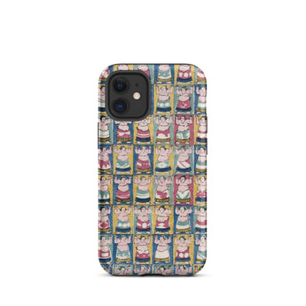 Sumo Wrestlers - Utagawa Yoshikazu Edo Art Iphone Case, 12 Mini / Matte, Sumo Wrestler Patterned Phone Case