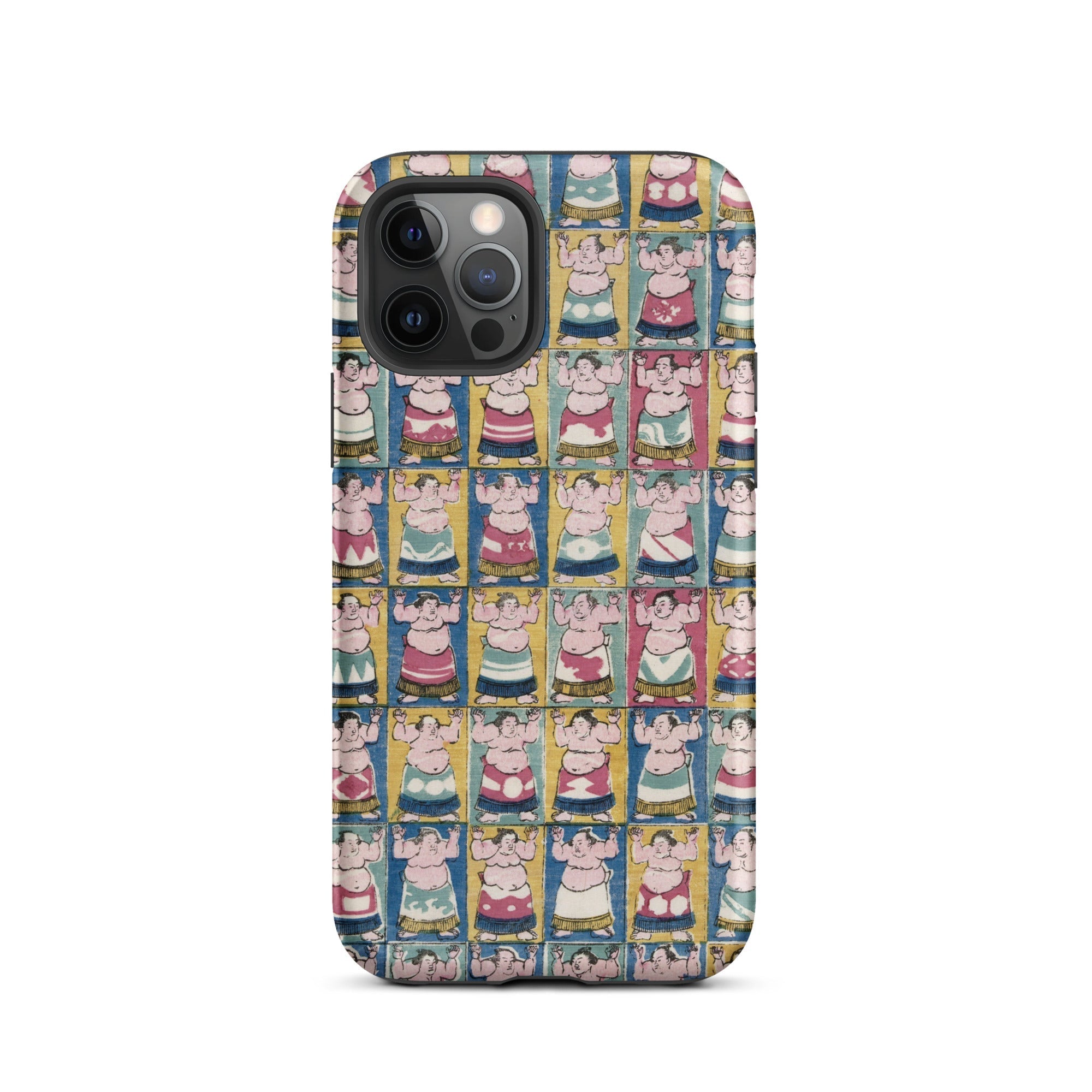 Sumo Wrestlers Utagawa Yoshikazu Edo Art Iphone Case, 12 Pro / Matte, Sumo Wrestler Patterned Phone Case