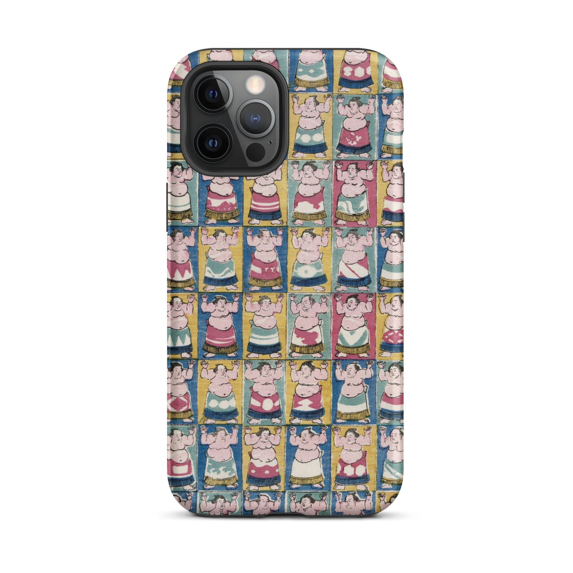 Sumo Wrestlers Utagawa Yoshikazu Edo Art Iphone Case, 12 Pro Max / Matte, Sumo Wrestler Patterned Phone Case