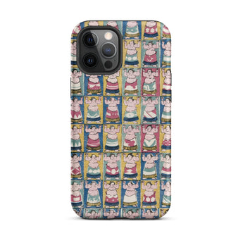 Sumo Wrestlers - Utagawa Yoshikazu Edo Art Iphone Case, 12 Pro Max / Matte, Sumo Wrestler Patterned Phone Case
