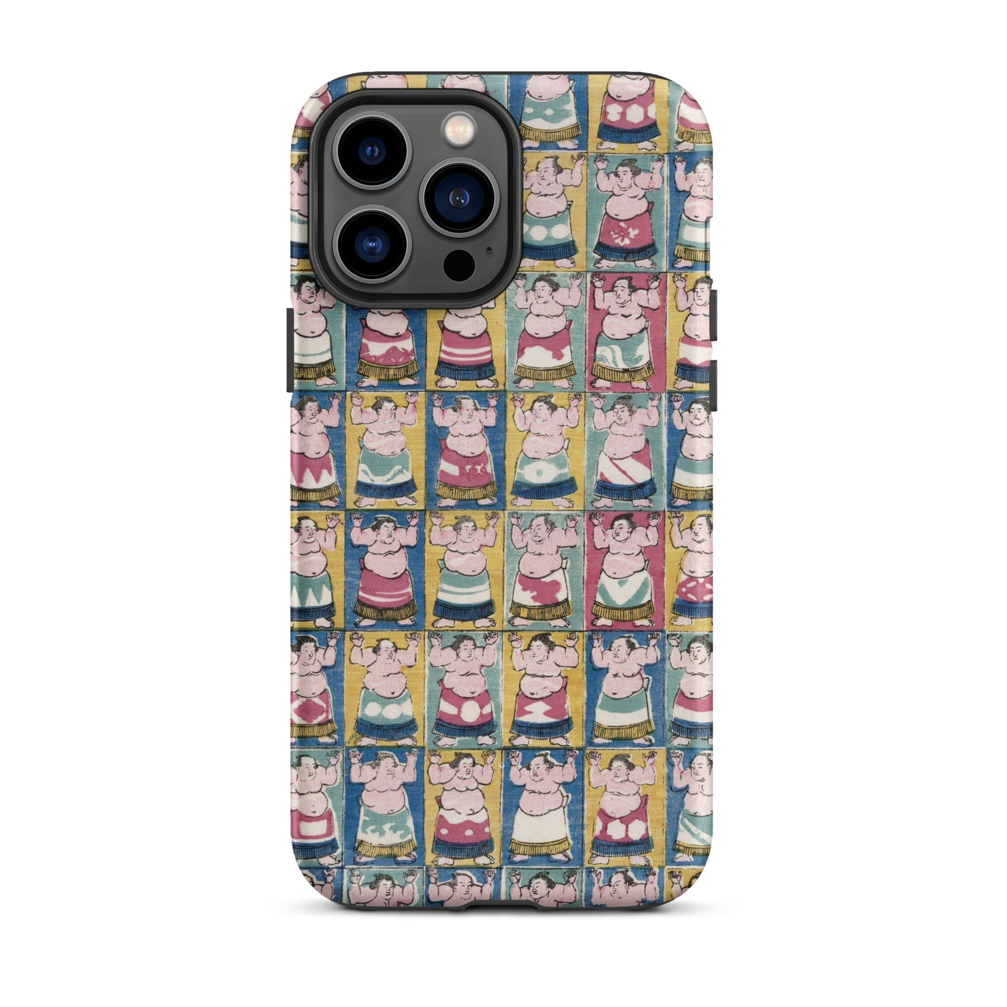 Sumo Wrestlers Utagawa Yoshikazu Edo Art Iphone Case, 13 Pro Max / Matte, Sumo Wrestler Patterned Phone Case