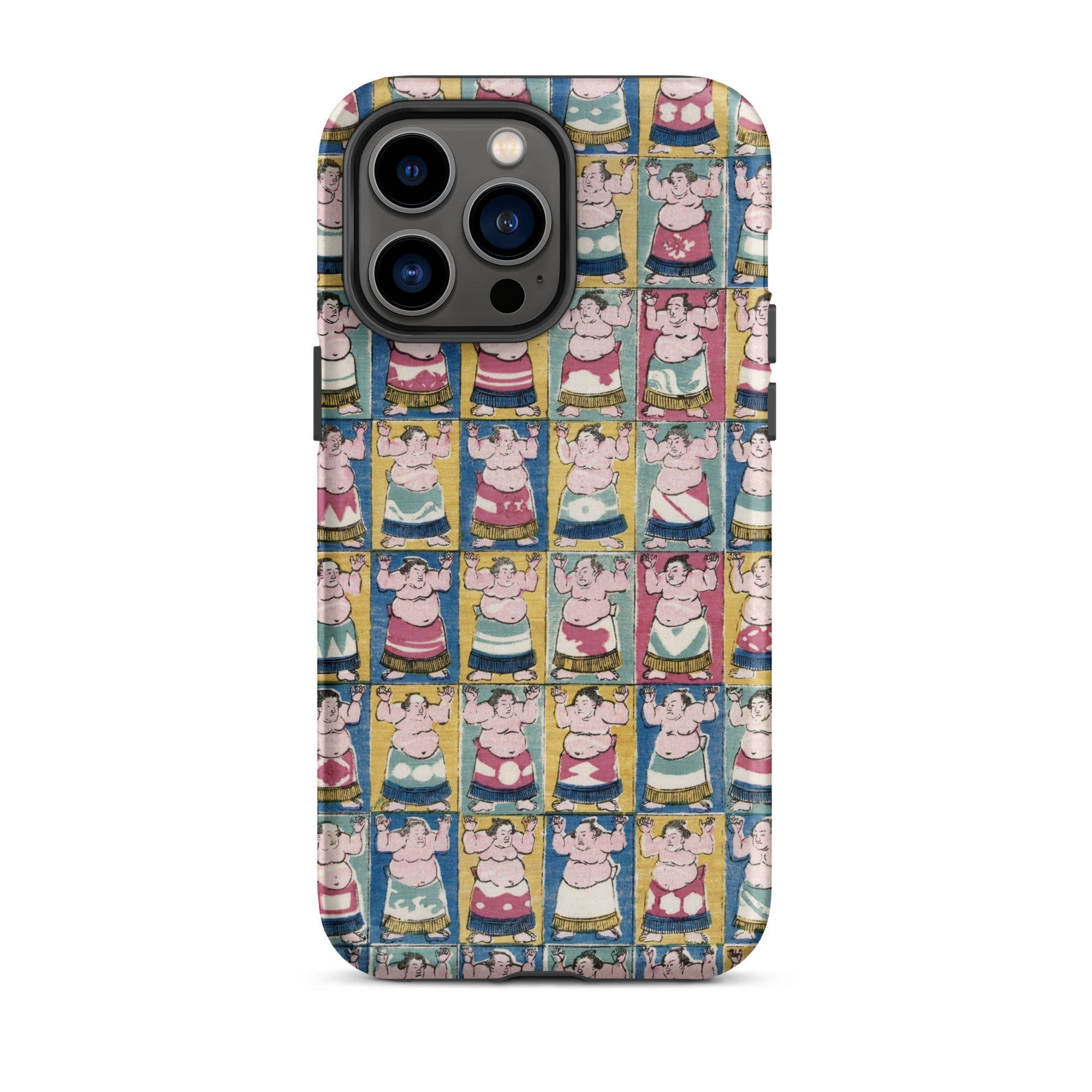 Sumo Wrestlers Utagawa Yoshikazu Edo Art Iphone Case, 14 Pro Max / Matte, Sumo Wrestler Patterned Phone Case