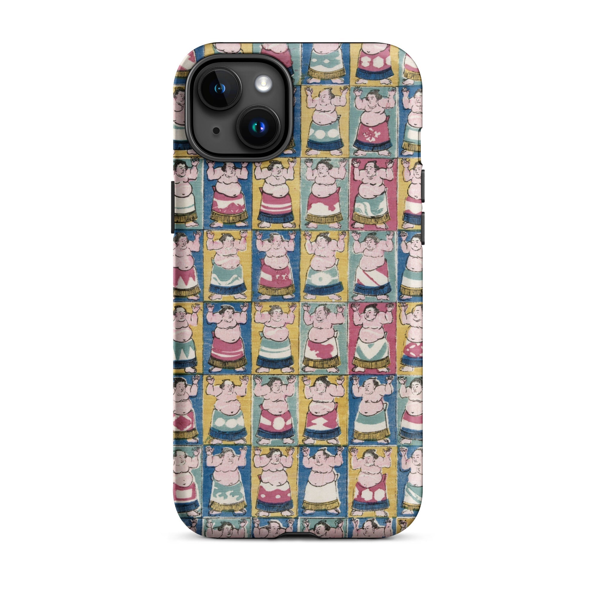 Sumo Wrestlers Utagawa Yoshikazu Edo Art Iphone Case, 15 Plus / Matte, Sumo Wrestler Patterned Phone Case