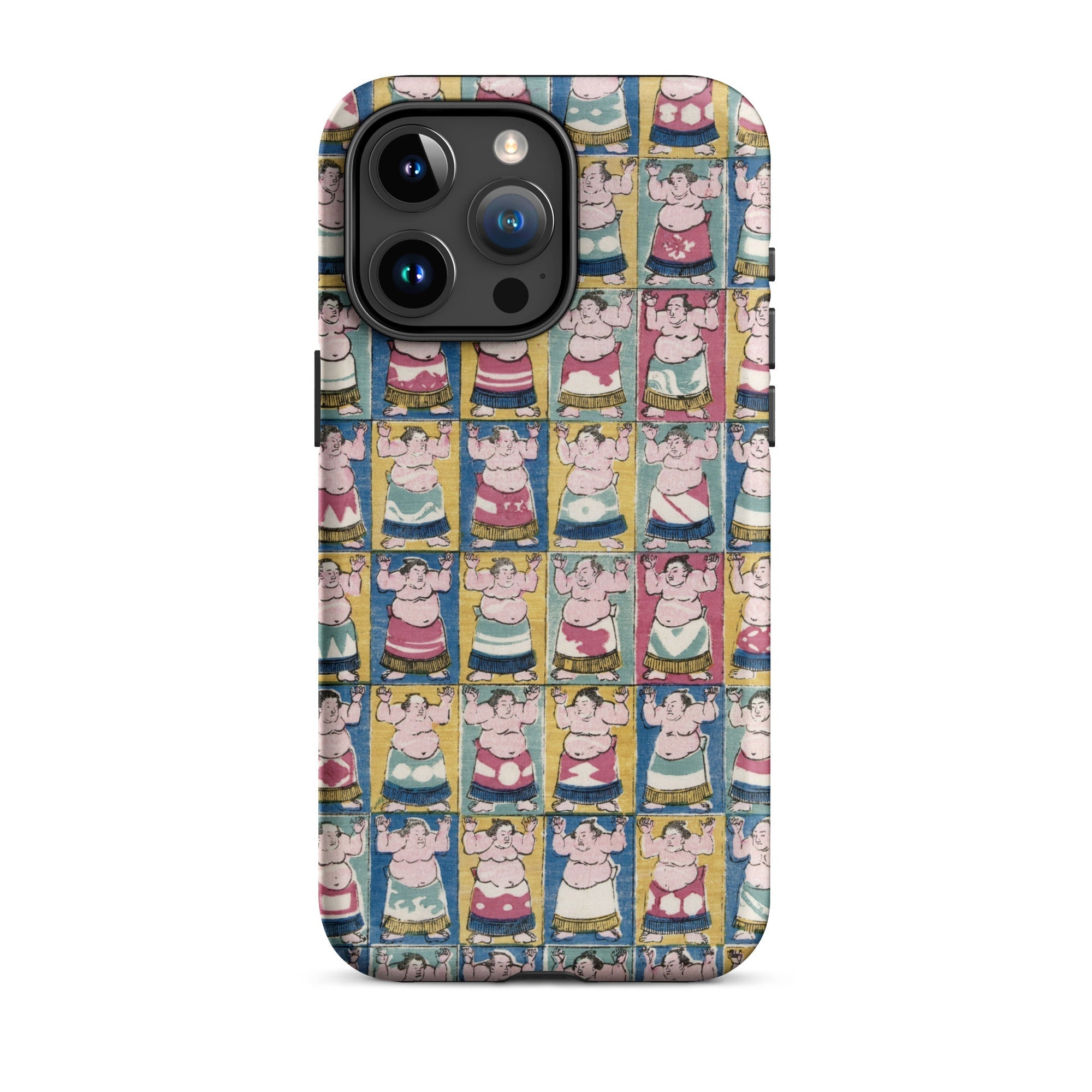Sumo Wrestlers Utagawa Yoshikazu Edo Art Iphone Case, 15 Pro Max / Matte, Sumo Wrestler Patterned Phone Case
