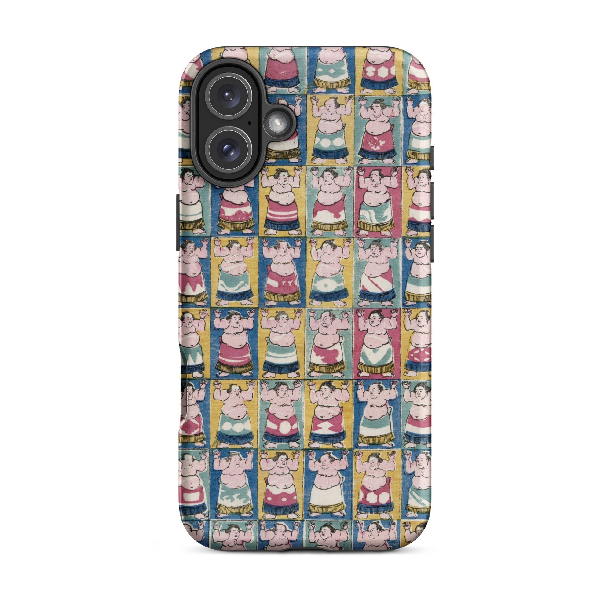 Sumo Wrestlers Utagawa Yoshikazu Edo Art Iphone Case, 16 Plus / Matte, Sumo Wrestler Patterned Phone Case