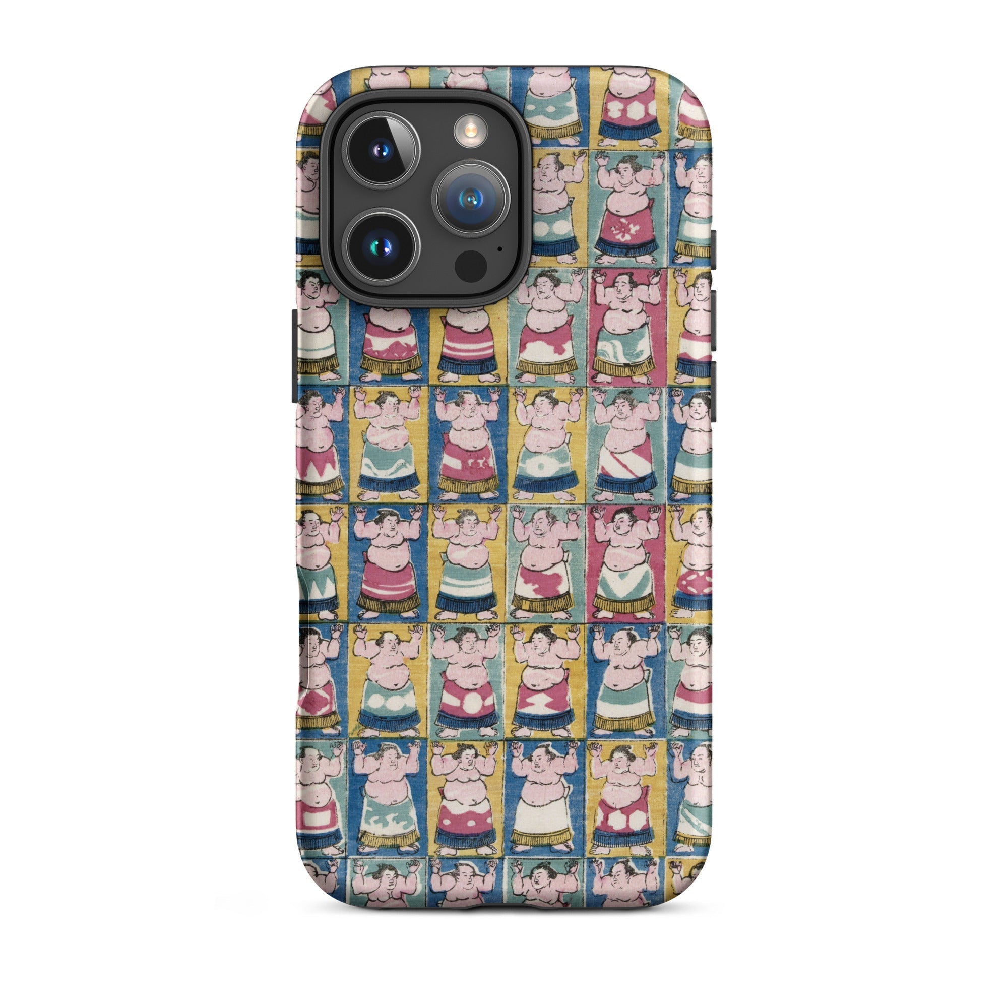 Sumo Wrestlers - Utagawa Yoshikazu Edo Art Iphone Case, 16 Pro Max / Matte, Sumo Wrestler Patterned Phone Case