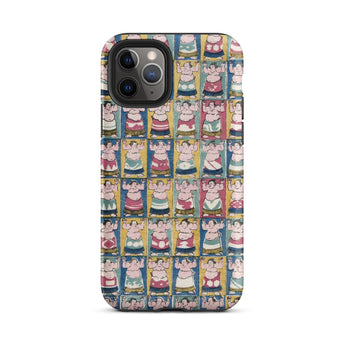 Sumo Wrestlers - Utagawa Yoshikazu Edo Art Phone Case Iphone 11 Pro / Matte Sumo Wrestler Patterned Phone Case Wrestlers Iphone, Edo Art