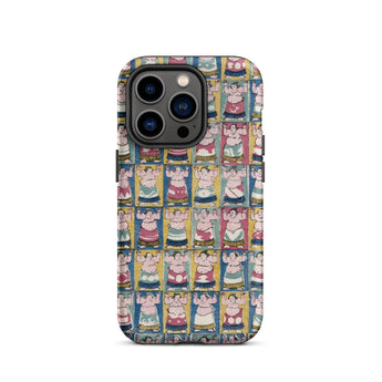Sumo Wrestlers - Utagawa Yoshikazu Edo Art Phone Case Iphone 14 Pro / Matte Sumo Wrestler Patterned Phone Case Wrestlers Iphone, Edo Art