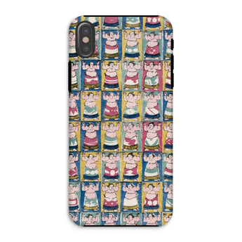 Sumo Wrestlers - Utagawa Yoshikazu Edo Art Phone Case Iphone Xs / Matte Phone Case Pattern Cartoon Sumo Wrestlers Colorful Frames Iphone,