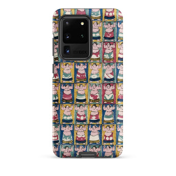 Sumo Wrestlers - Utagawa Yoshikazu Edo Art Phone Case Samsung Galaxy S20 Ultra / Matte Vibrant Patterned Phone Case Grid Cartoon Sumo