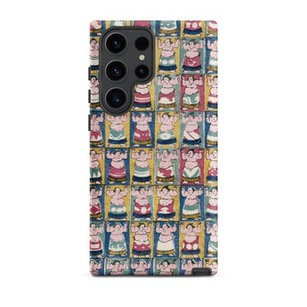 Sumo Wrestlers - Utagawa Yoshikazu Edo Art Phone Case Samsung Galaxy S23 Ultra / Matte Vibrant Cartoon-style Phone Case Grid Sumo Wrestlers